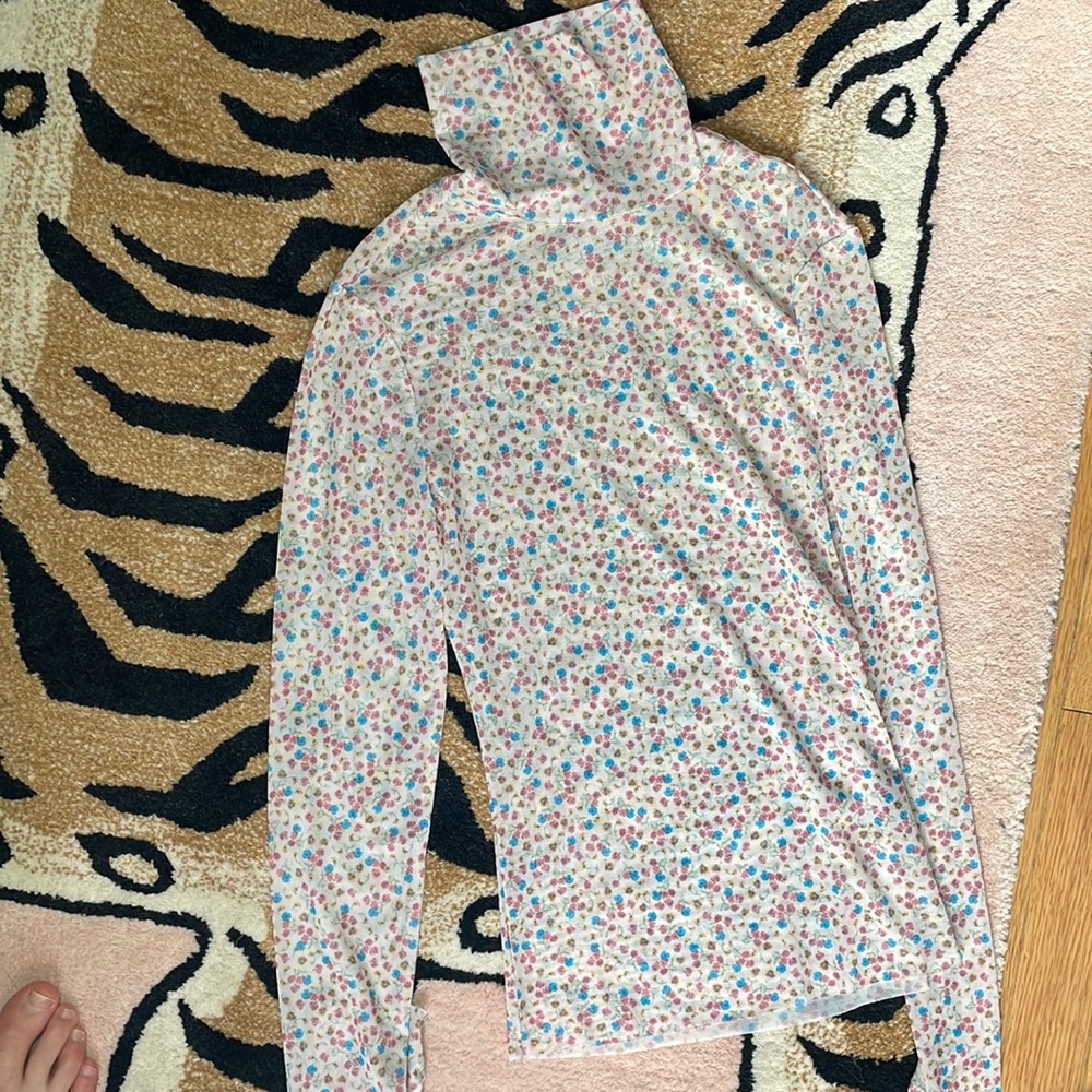 AFRM Sheer Flower Turtleneck Top